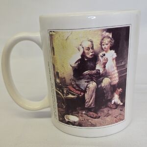 Norman Rockwell Coffee Mug,‎ Cobbler Studying Dolls Shoe